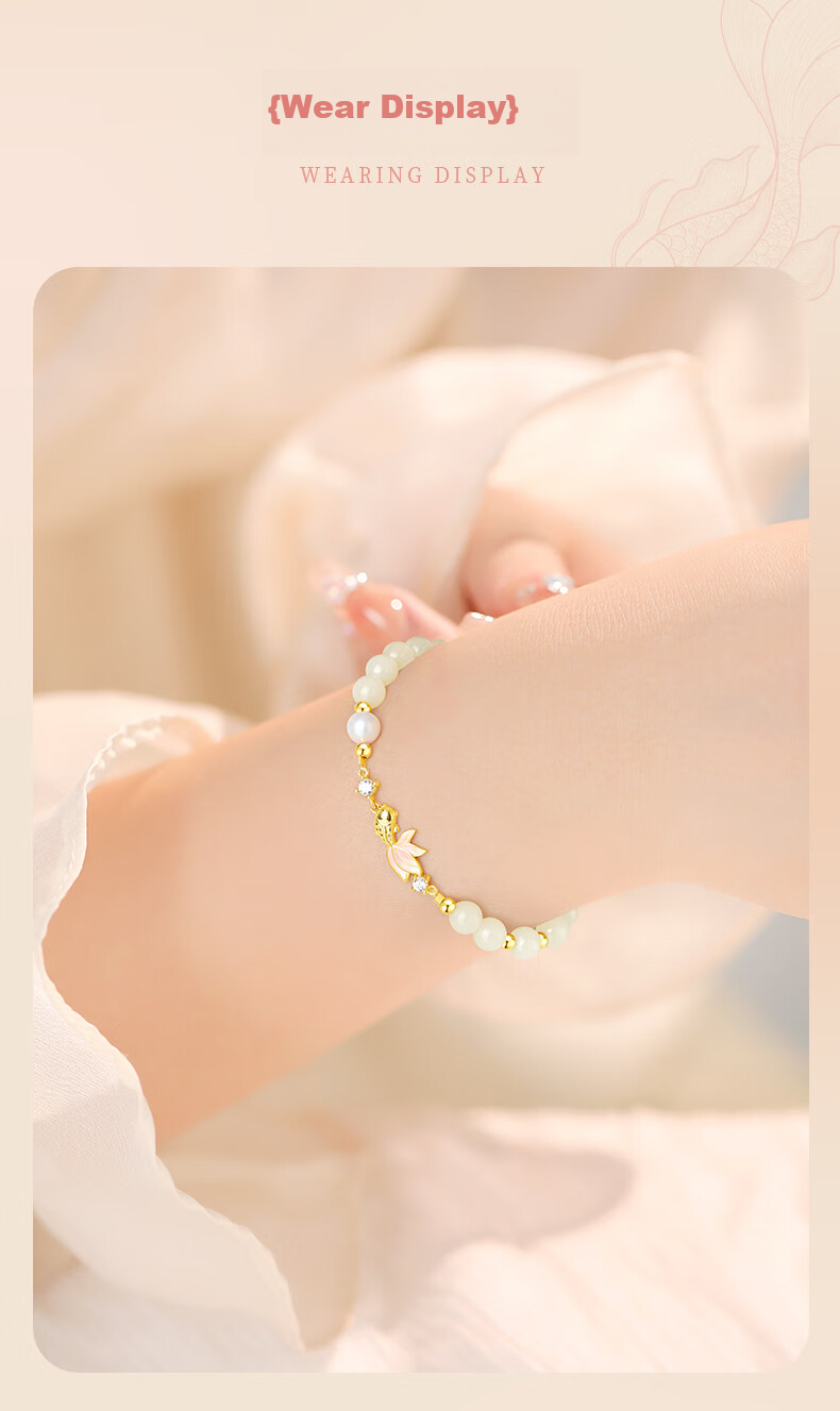 GLTEN Lucky Koi And Hetian Jade Bracelet, Pure Silver Bracelet for Women, New Style Birthday Anniversary Gift for Girlfriend Or Wife 7