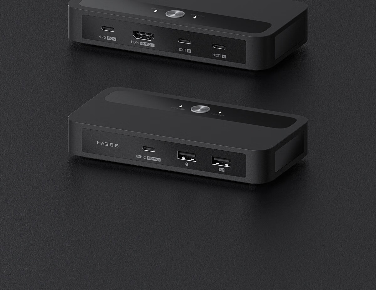 Haibeisi KVM Switch 2-in-1 Out Type-C Docking Station USB Keyboard Mouse HDMI Display Sharing Switcher for Switch2 Laptop Dual Host 3