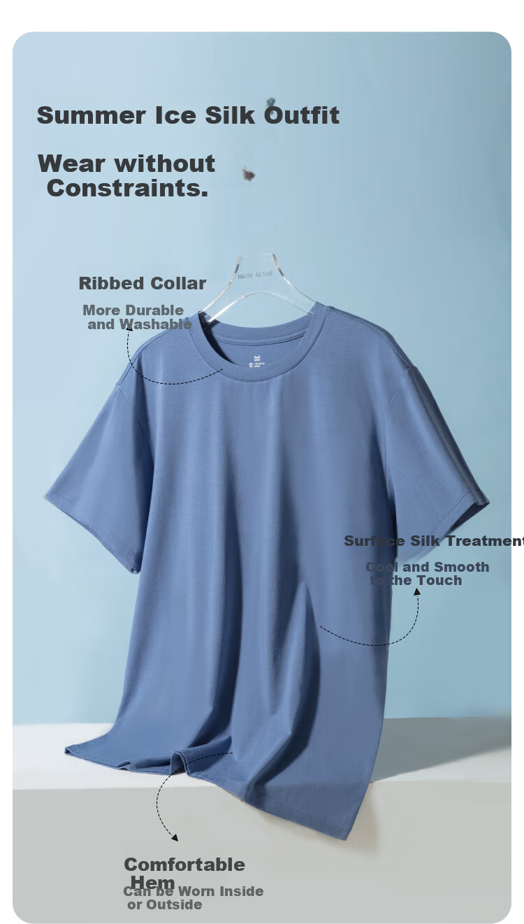 MiiOW Men's T-Shirt, Modal Ice Silk Cool-Feeling Short Sleeve Round Neck, Summer Thin Sweat-Absorbing Breathable Casual Undershirt 2