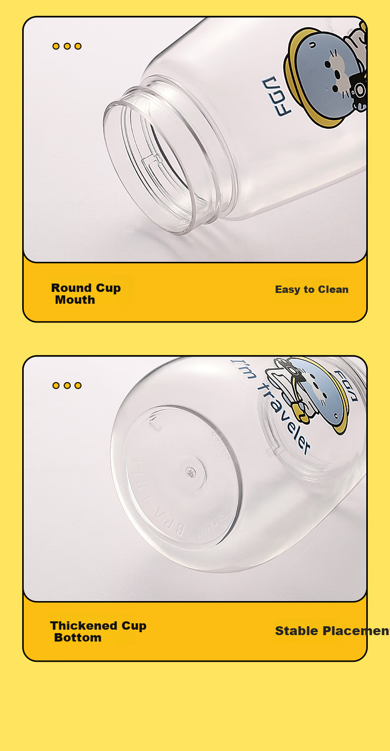 FGA Fuguang Children's Summer Water Bottle with Pop-Up Lid, Straw Cup, Tritan Shatterproof, Portable Handle Strap Water Bottle for Elementary School Students 15