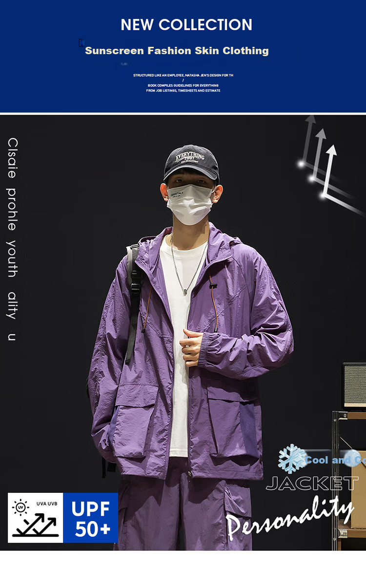 Dingfengbaoluo American-Style Workwear Sun Protection Jacket for Men, Spring And Summer Loose Thin Ice Silk Breathable Outdoor Coat, DC21 Unisex Gray M 1