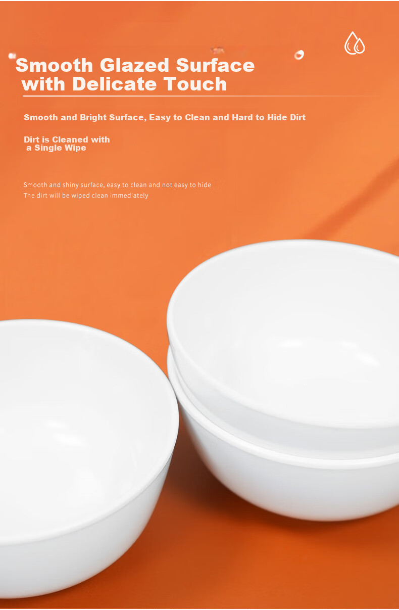 Jinwanfu Commercial Melamine Straight Rice Bowl And Soup Bowl, Cafeteria Serving Bowl, Imitation Porcelain Tableware, 4.5 Inches, 1 Piece 7