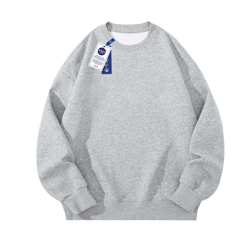 NASA GISS Crew Neck Sweatshirt for Men, Solid Color Basic Style Top, Couple's Versatile Long-Sleeve T-Shirt, Gray Crew Neck Regular Fit, 2XL