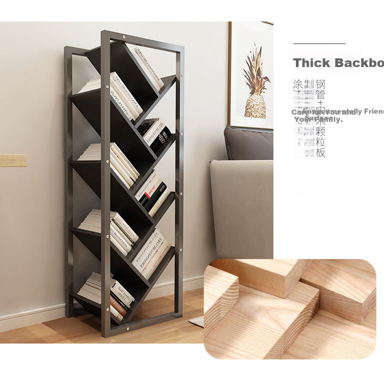 Shuaili Bookshelf, Floor-Standing Multi-Tier Storage Rack for Study And Living Room, Iron Frame Bookcase, 112cm Eight-Tier Black SL8118S 7
