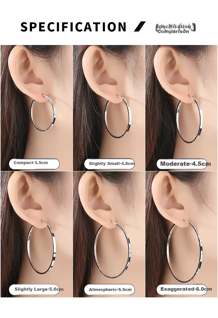Dijing Large Hoop Earrings for Women, 990 Sterling Silver Ear Hoops, Round Earrings, European And American Style, Exaggerated Luxury Jewelry 6
