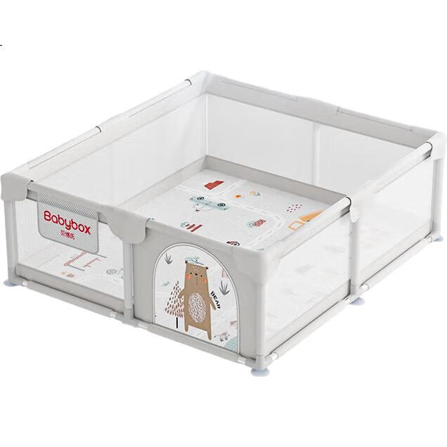 Детский игровой манеж Beiboshi Babybox, антибактериальный, с ковриком, ограждение для пола, 180x150x65 см, серый