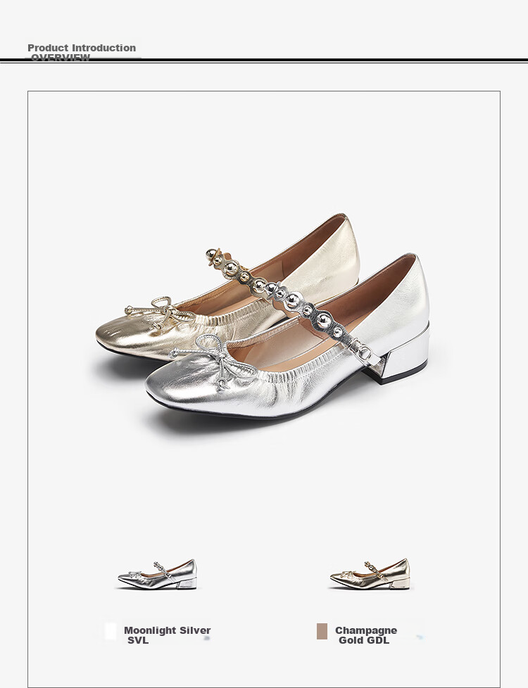 Le Saunda 2025 New [Crystal Princess] Versatile Mary Jane Flats for Women 34802, Champagne Gold GDL, Size 36 5