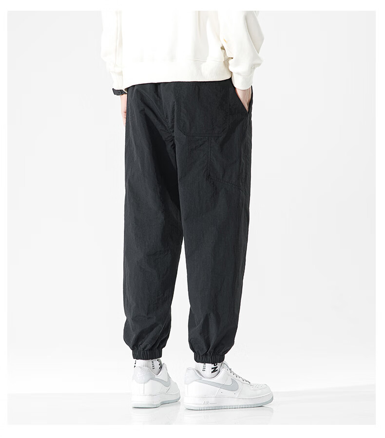 JEEP Men's Summer Casual Pants Ice Silk Loose Fit 2025 New Quick-Dry Trendy Sports Pants Carbon Black L 1