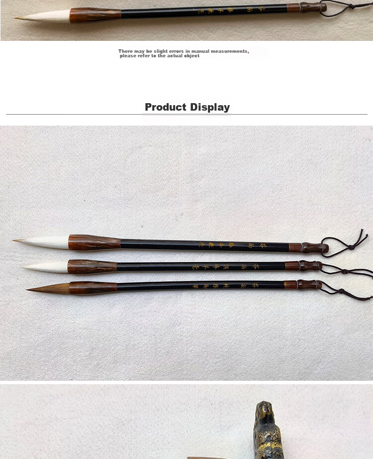 Fenshang Calligraphy Set with Four Treasures of The Study: Mixed, Sheep And Wolf Hair Brushes in Large, Medium And Small Sizes (Set of 3) Recommended for Students, Beginners, Calligraphy Classes, Calligraphy Enthusiasts And Training Programs Gift 3