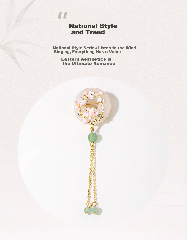 Qlady Magnolia Flower Brooch, High-End Women's Brand Corsage, Chinese Style Cheongsam Accessory, Anti-Exposure Buckle, Birthday And New Year Gift 5