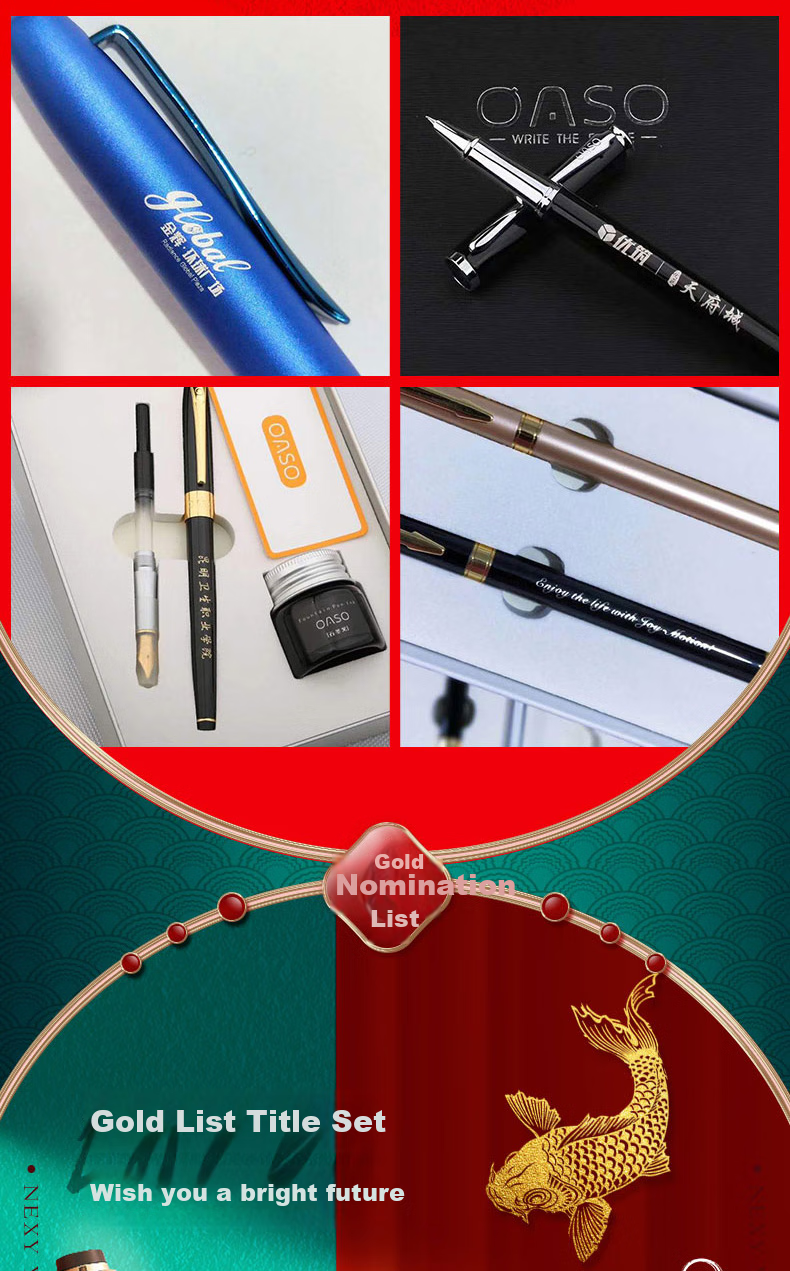 [Back to School Essential] OASO Fountain Pen, Top Scholar Red Ink Gift Box Set, Business Office Gift Signature Pen Gift Box A8101-2, Top Scholar Red, Iridium Nib Fountain Pe 4