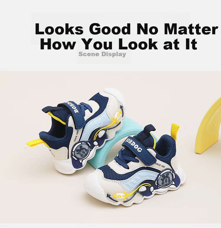 BOBDOG Kids Autumn Sports Shoes Soft Sole Boys Functional Walking Shoes 102343126 Navy Blue/Beige Size 25 9