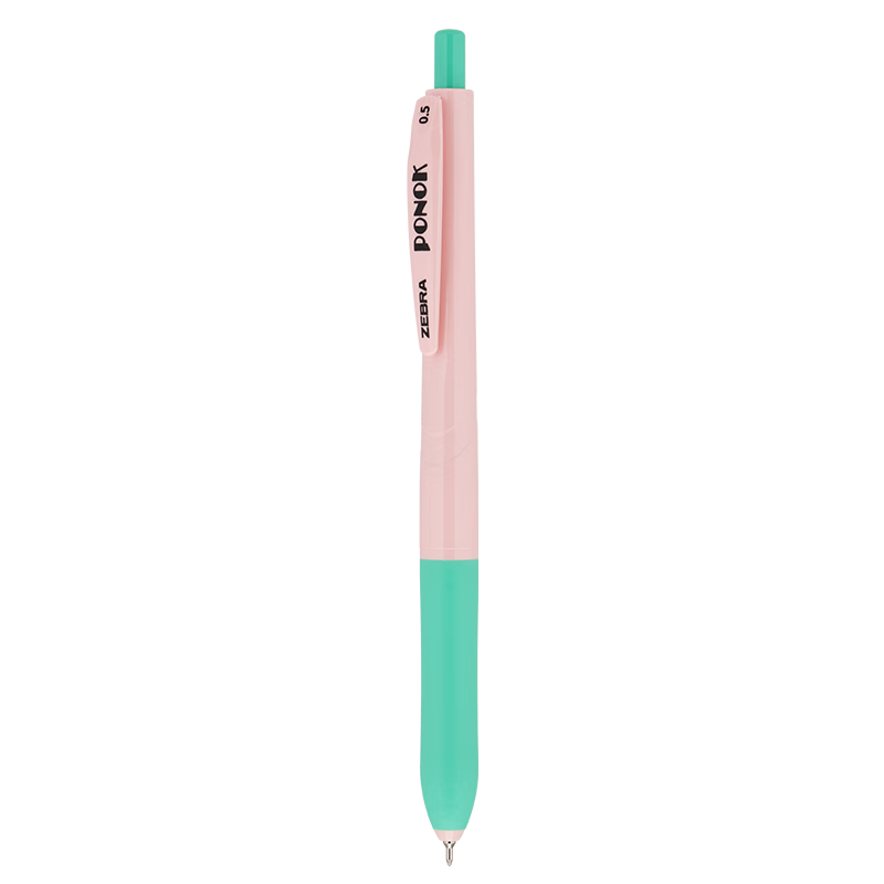 ZEBRA JJ9 Ballpoint Pen 0.5mm Needle Tip Slim Barrel High-Quality Student Exam Pen Office Stationery Light Pink Green Barrel Black Single Pack