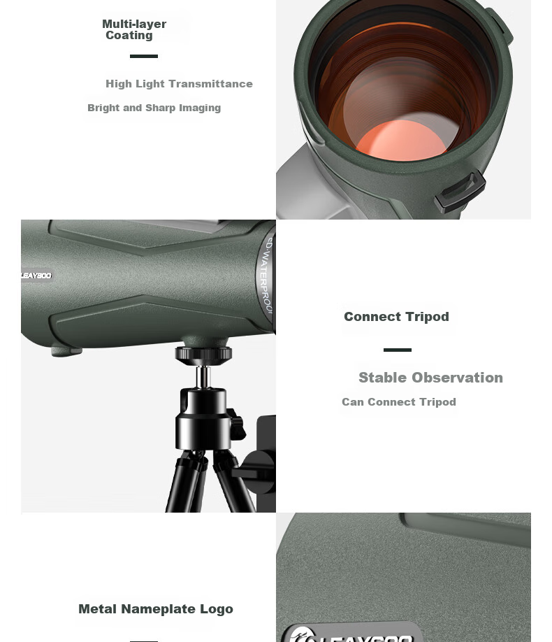 Leaysoo Eagle Eye 12X56ED Large Eyepiece Wide-Angle High-Definition High-Magnification Nitrogen-Filled Waterproof Monocular Telescope for Outdoor Concerts 20
