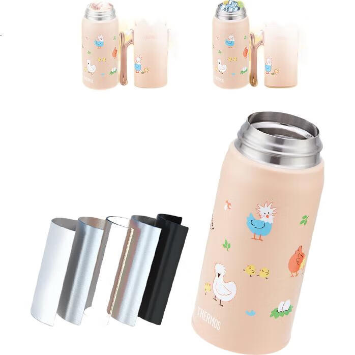 Детская термокружка THERMOS TCKI, 350 мл, с трубочкой, из нержавеющей стали 316L, с чехлом, для детского сада и школы