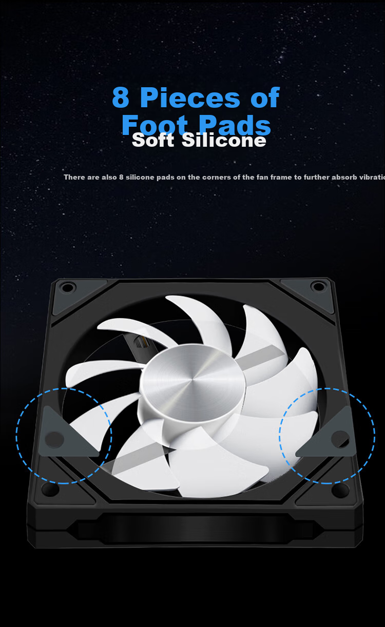 BUBM Case Fan Prism 4pro 12cm ARGB Synchronized Lighting, Computer Cooling Fan PWM Intelligent Temperature Control, Desktop High Airflow, Quiet Fan, White Straight Blade 6