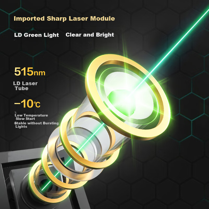 Лазерный уровень Deli Green Light 2-Line, инфракрасный нивелир, уличный высокояркий, высокоточный, автоматический
