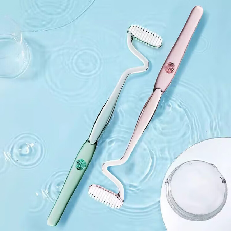 Melokou Vertical Toothbrush Adult S-Shaped Soft Bristles Green for Interdental Cleaning Tongue Coating Stain Removal Gum Massage