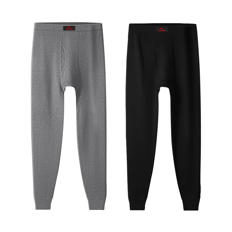 LangSha Men's Autumn Thermal Pants 7A Antibacterial Mite-Resistant Thin Pure Cotton Loose Fit Winter Warm Base Layer Pants