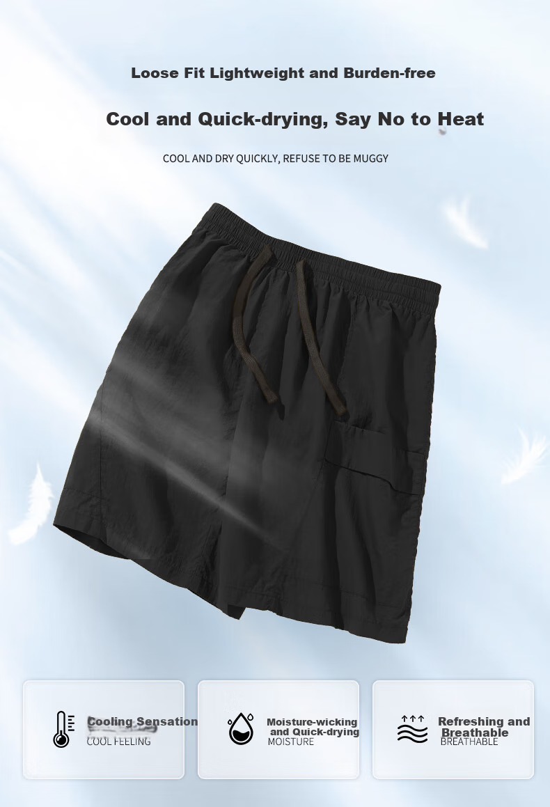 Baleno UPF100+ High Protection Sunscreen Shorts for Men, Summer Sweat-Wicking Breathable Five-Point Shorts, Lightweight Athletic Basketball Cargo Pants 2