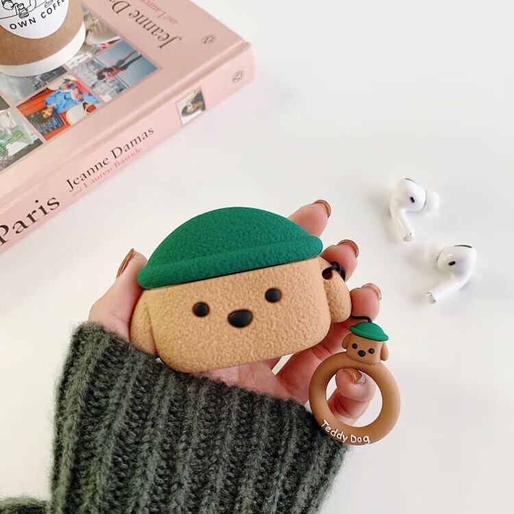 Beiyipin Pink Cute Teddy with Pendant, Compatible with AirPods 4 Case, Silicone AirPods 2 Soft Shell, AirPods Couple, AirPods Apple Bluetooth Earphones 6