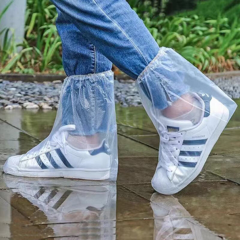 JAJALIN Disposable Rain Shoe Covers 30-Pack Thickened Waterproof Non-Slip Mid-Calf Plastic Shoe Covers for Men and Women