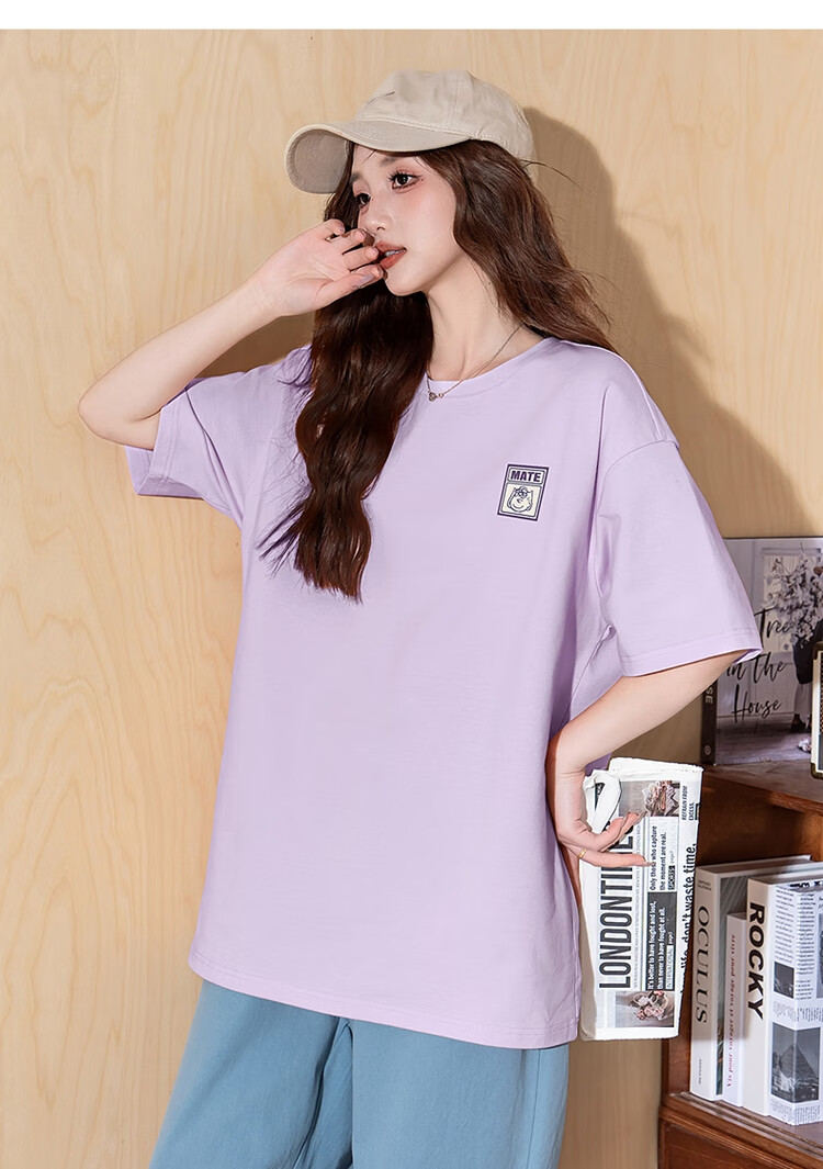 TonLion 2025 Summer Women's Snoopy Collaboration Mid-Length Short Sleeve T-Shirt 16