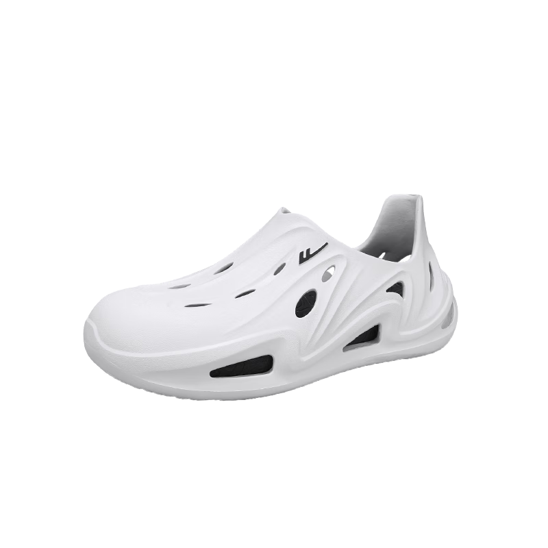 Warrior Official Men's Summer New Hole Shoes Non-slip Outdoor Beach Sandals White Black 41