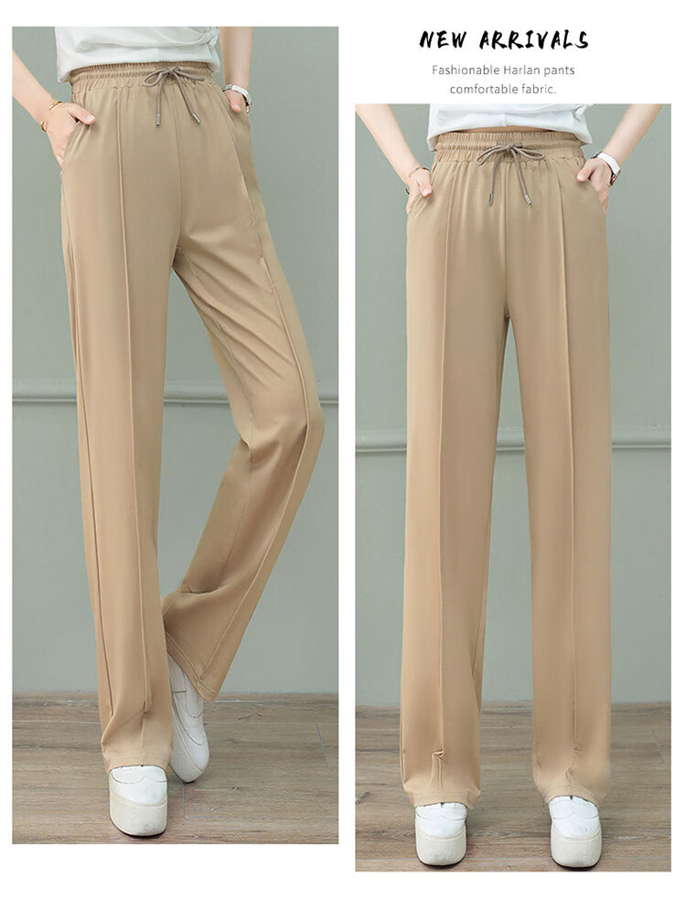 Woodpecker Women's Wide Leg Pants Spring Summer Straight Leg Sports Trousers High Waist Casual Slimming Draped Pants Green 4XL 12
