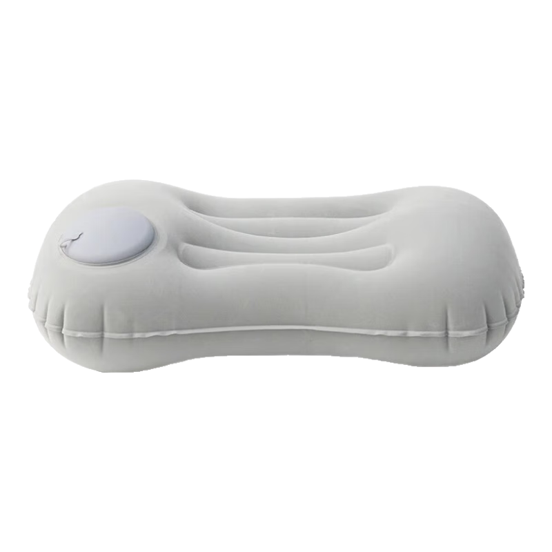 Etravel Inflatable Travel Lumbar Pillow Portable Press-to-Inflate Waist Support Gray