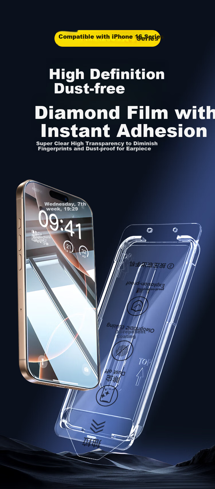 KOOLIFE [Kangning Dust-Free Warehouse Two Pieces] Tempered Glass Screen Protector for IPhone 16 Pro Max, Apple 16 Pro Max Protective Film, Ultra-Thin HD Anti-Drop Fingerprint-Resistant Quick Installatio 2