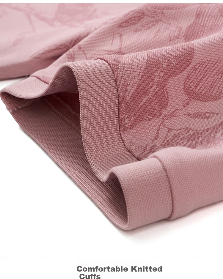DANCING WOLVES [Containing Mulberry Silk] Casual Commute Dark Pattern Printed Breathable Men's Short-Sleeve POLO 406 Pink 165 14