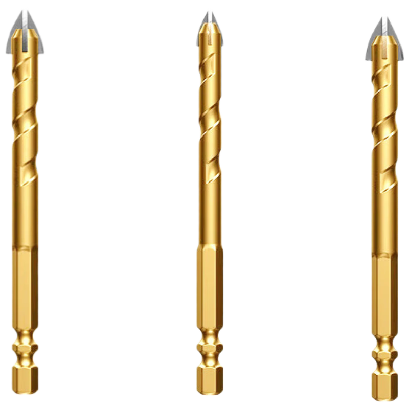 Dedong Four-Blade Cross Drill Tile Drill Bit Concrete Hole Saw High Hardness Tungsten Steel Set of 3 (6mm, 8mm, 10mm)
