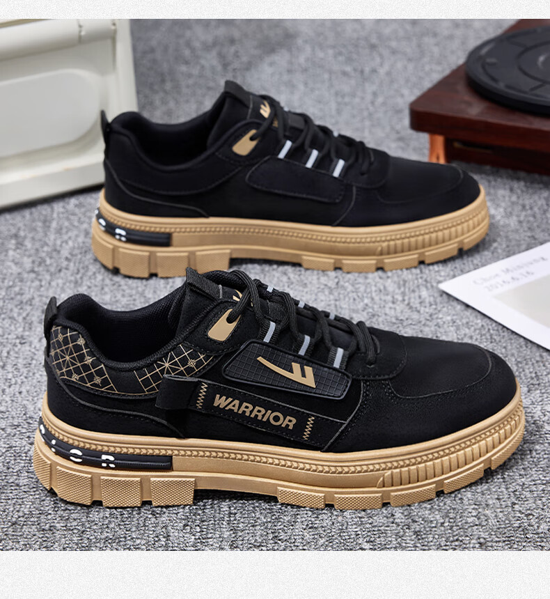 Warrior Men's Shoes, Autumn And Winter Outdoor Work Protection Shoes, Sports Work Casual Shoes for Men, 1563 Black Khaki, Size 39 16