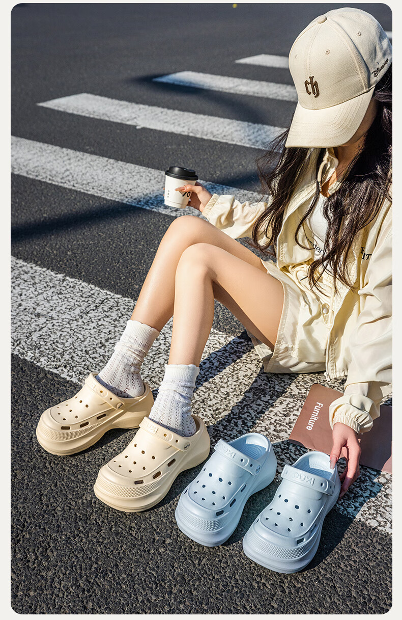 Puxi Women's Thick Sole EVA Slip-On Summer Clogs Non-Slip Odor-Resistant Cloud White Sandals Size 33-34 9