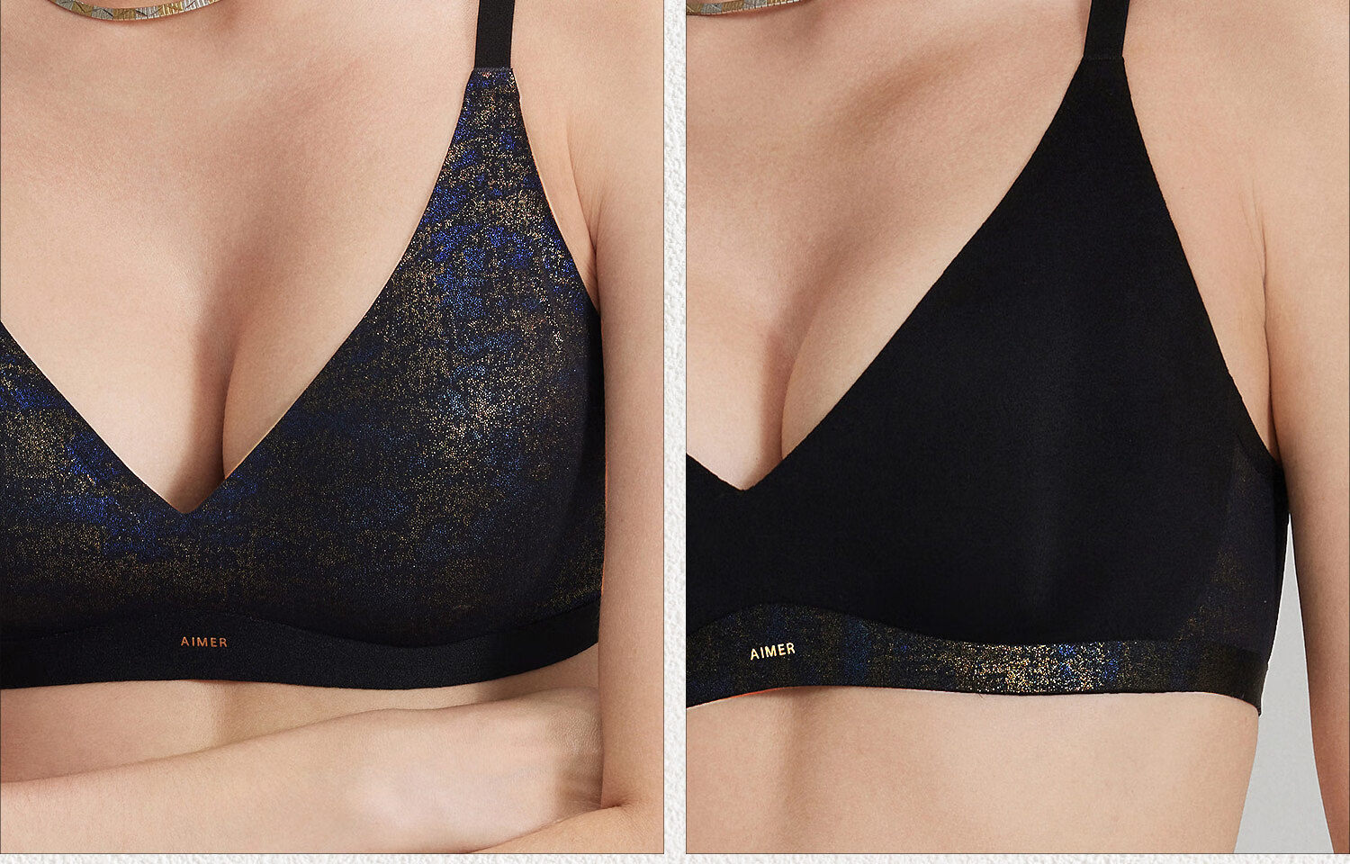 Aimer Women's Bra, Woven Silk 4/4, Wireless, Full Coverage, Thin Modal Bra, AM17C261, Starry Night YH4, Size 170 17