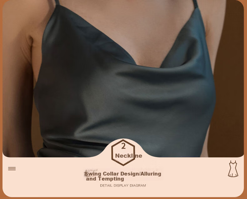 MAOHUO Ice Silk Sleepwear Set for Women, Faux Silk Nightgown with Spaghetti Straps And Collar, High-End Luxury Loungewear Gift Box Set 11