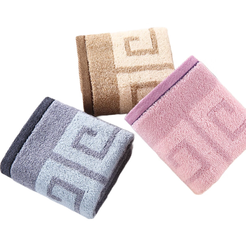 Набор полотенец KING SHORE, 3 шт., 100% хлопок, классические, плотные, квадратные, смешанные цвета (серый/коричневый/фиолетовый), 36*35 см