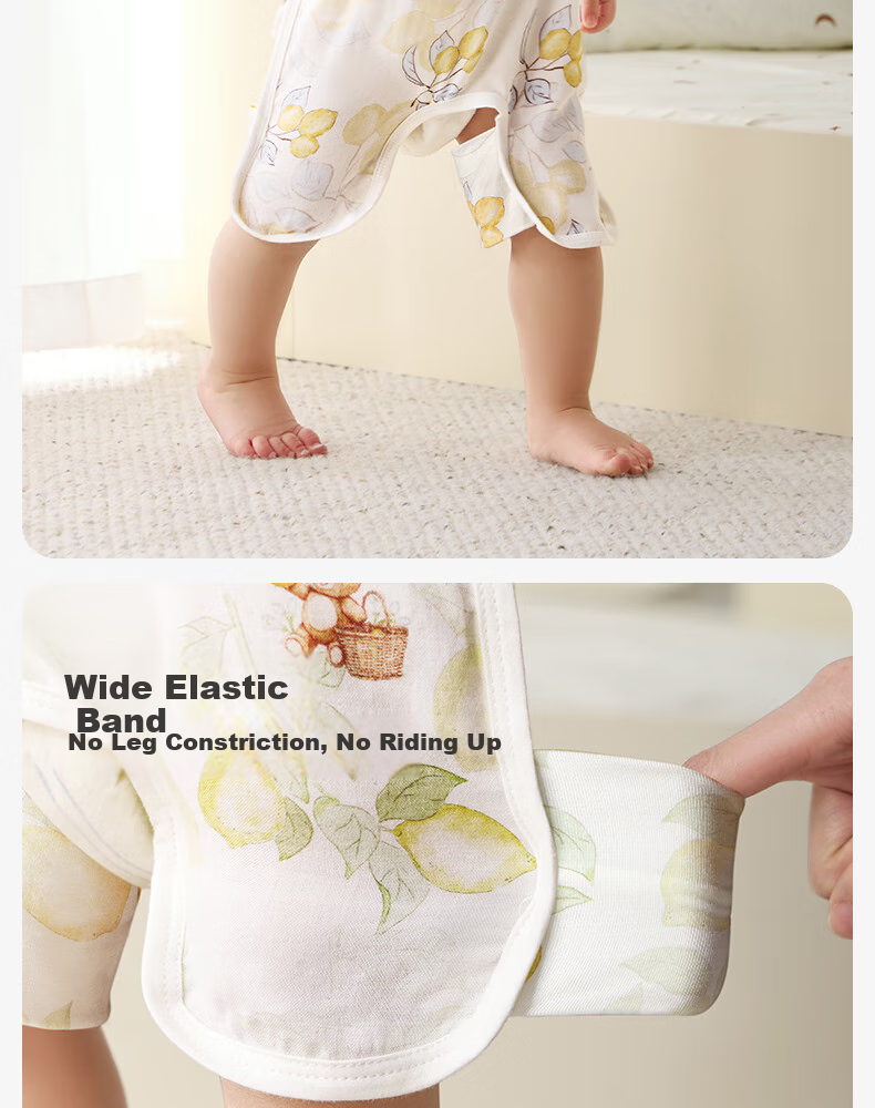 Shiyuejiejing Baby Romper, Summer Thin Style, Bamboo Cotton Gauze Half-Back Belly Pocket, Unisex Children's Bodysuit Vest 16