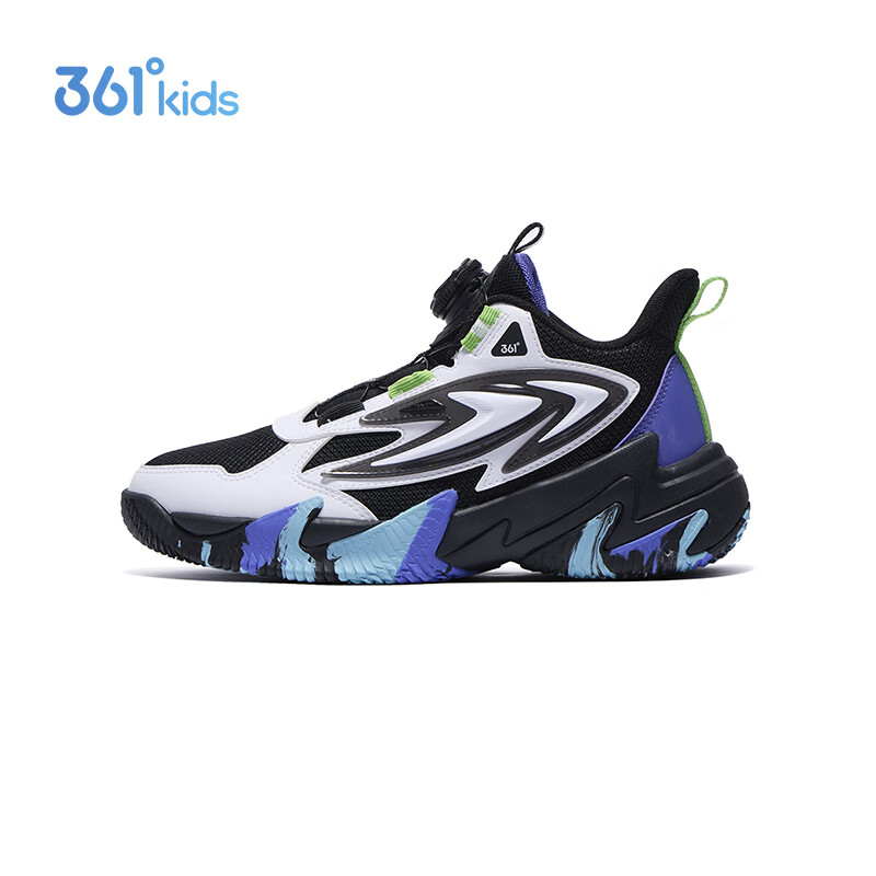 361° Kids Basketball Shoes Children's Autumn 2025 Youth Outdoor Training Durable Hardcourt Sports Shoes Black Size 38
