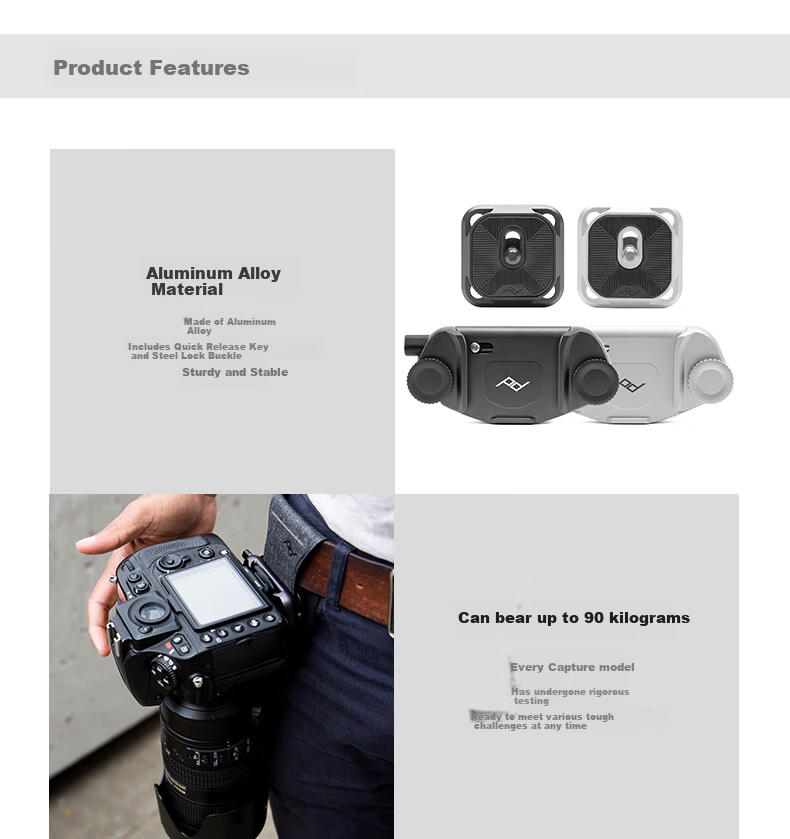 Dianfengsheji Peak Design Capture V3 Camera Quick Release Plate for DSLR And Mirrorless Cameras, Shoulder Strap Quick-Release Plate, PD Waist Strap 4