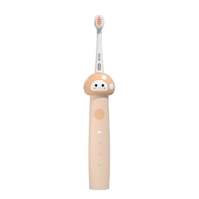 AUX Kids Electric Sonic Toothbrush for Ages 5-12, Gentle Soft Bristles, Waterproof, DIY Stickers, Pink Orange C01