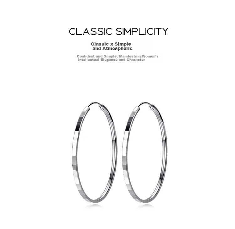 Dijing Large Hoop Earrings for Women, 990 Sterling Silver Ear Hoops, Round Earrings, European And American Style, Exaggerated Luxury Jewelry 2