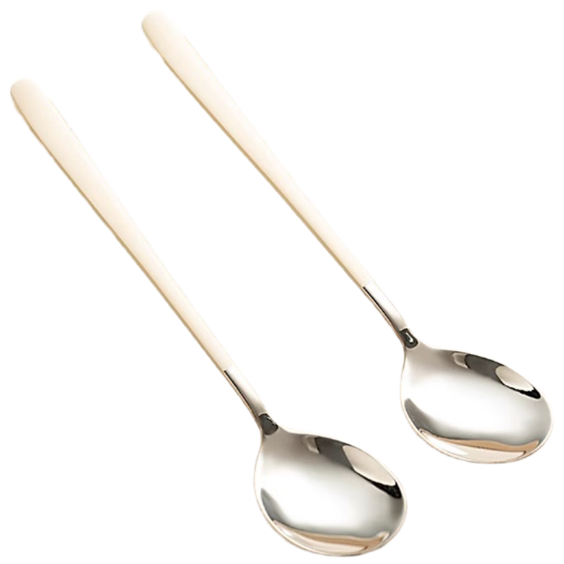 Onlycook 304 Stainless Steel Long Handle Soup Spoon Watermelon Scoop Small Feeding Spoon Cutlery