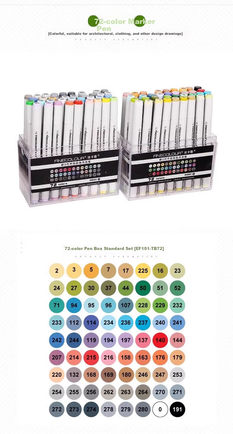 FINECOLOUR Markers, Student Second Generation Markers, 36 Colors, Transparent Pen Case, Sketching, Watercolor Pens, Drawing Pens 4