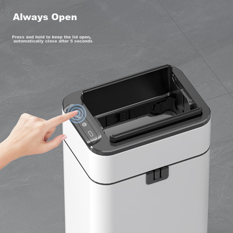 JD Original Stainless Steel Smart Sensor Trash Can, White, Rechargeable, 15L Capacity, with Lid for Bathroom, Kitchen And Living Room Garbage Bi