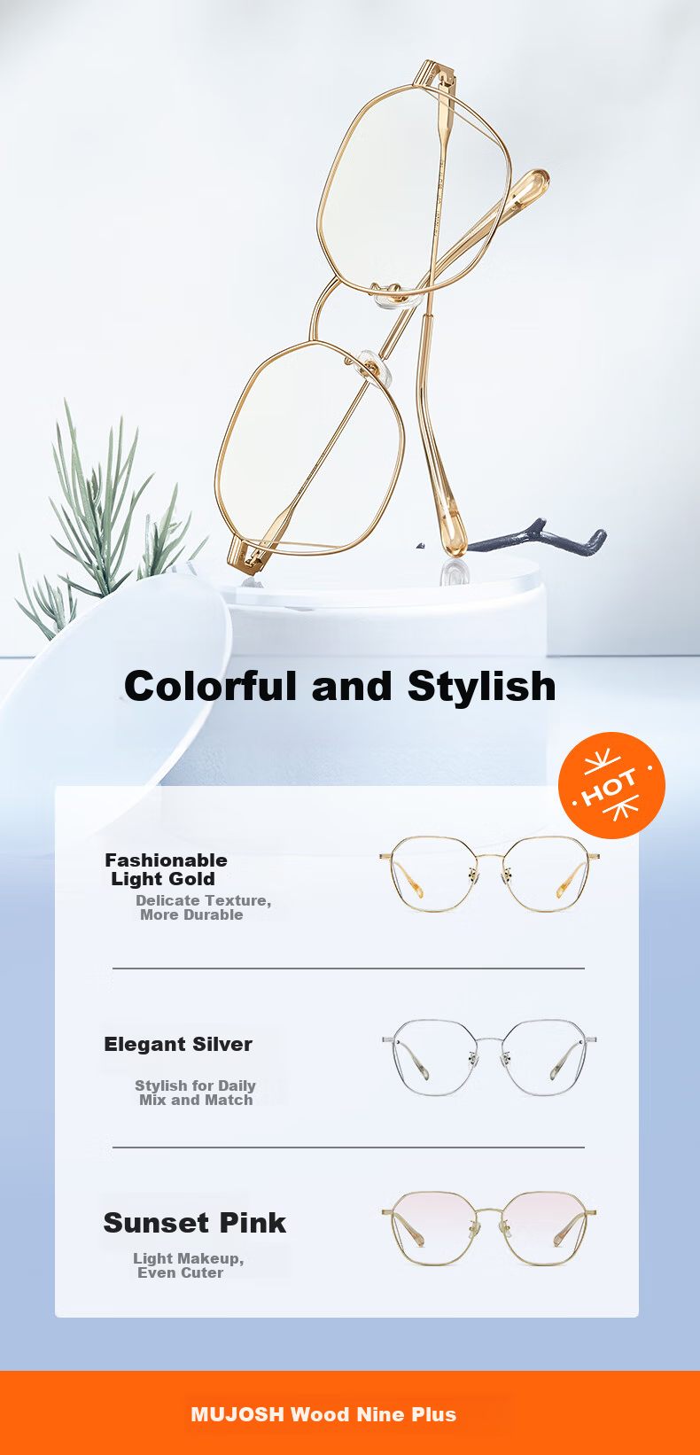 Mujiushi Anti-Blue Light Glasses Frame, Unisex Fashionable Myopia Prescription Glasses Frame, Student Non-Prescription Glasses FM1920 4