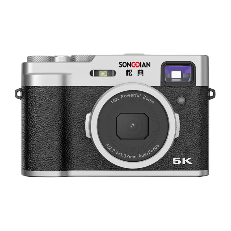 SONGDIAN HD Digital Camera 5K Photography Vlog Entry-Level Student Mirrorless Camera DC203 Official Standard + Leather Case Set 32GB Memory