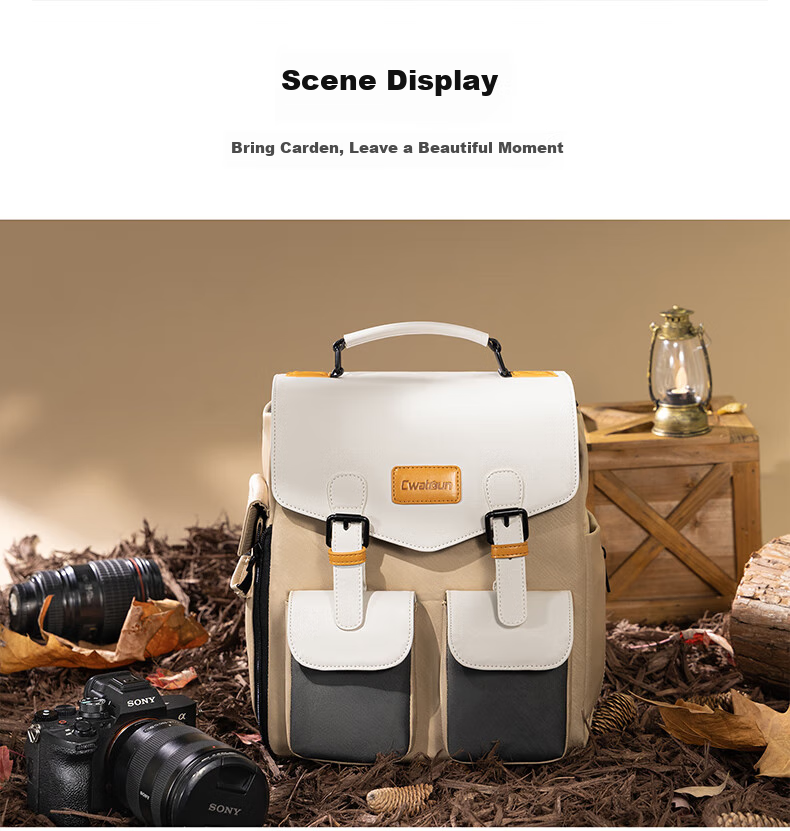 CWATCUN Camera Backpack with Waterproof Top And Bottom Compartments, Side Quick-Access Photography Bag Compatible with Fuji, Canon, Sony, Niko 9