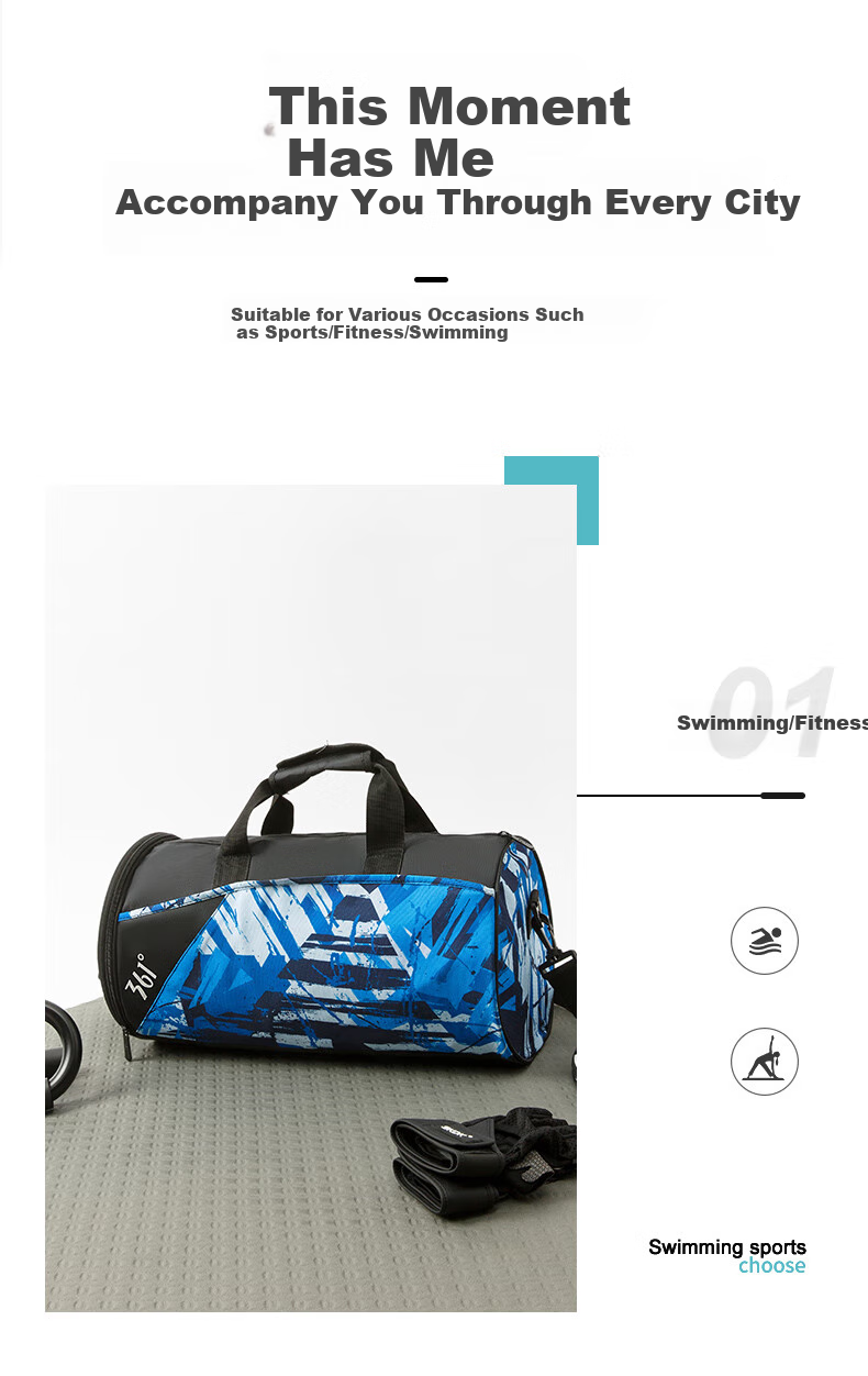 361° Dry-Wet Separation Swim Bag, Waterproof Bag for Men And Women, Sports Fitness Portable Handheld Backpack Storage Bag, Blue 6
